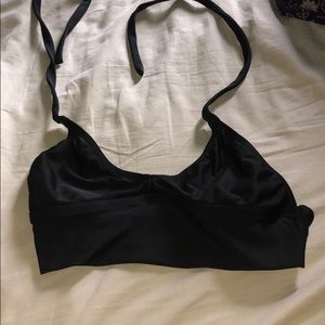 Halter tie black sports bra